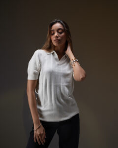 Womens Cable Knit Polo